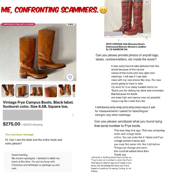 🛑 Buying Frye Vintage Boots? Read this! Cowboy Cowgirl Western Biker Moto Boots - Picture 13 of 16
